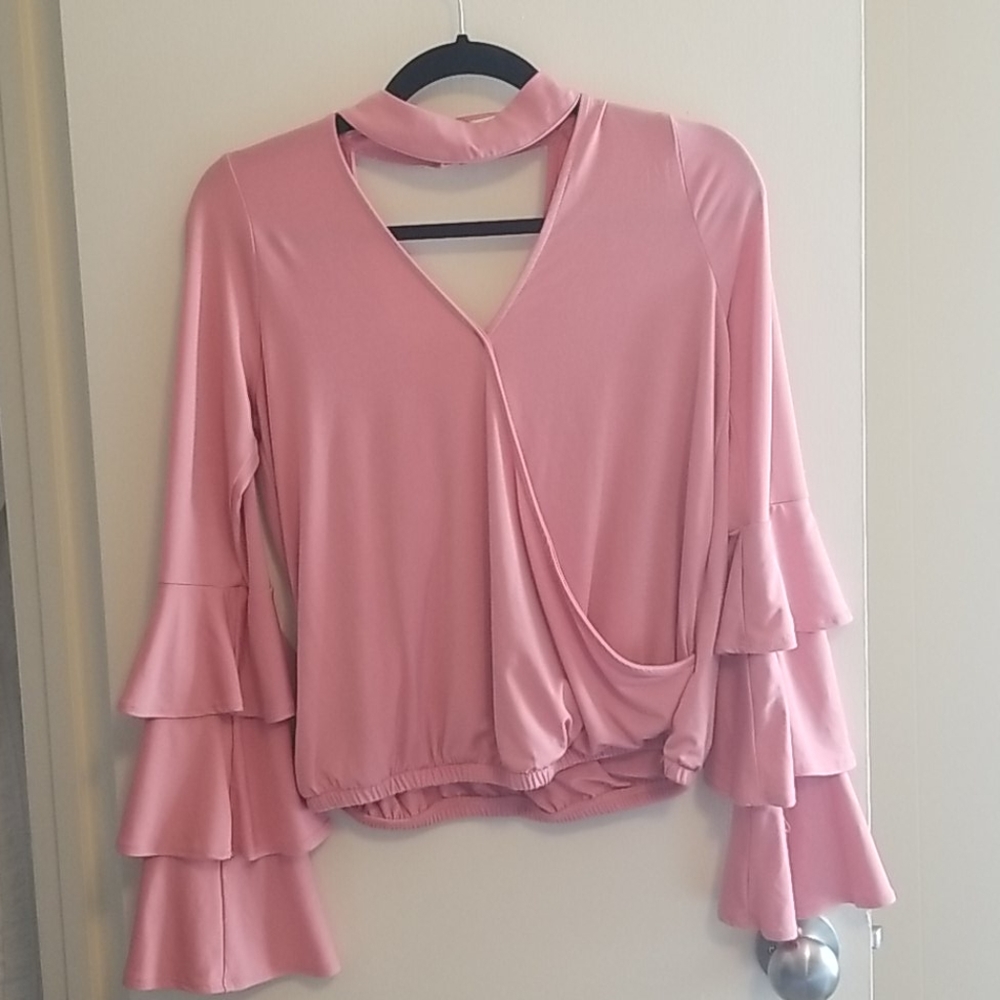 Gianni Bini, Medium, Pink, Long Sleeve Shirt